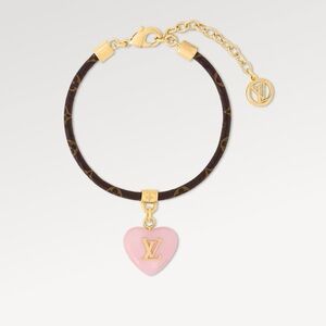 🩷Louis Vuitton Pink Heart sweetheart Gold Charm Bracelet